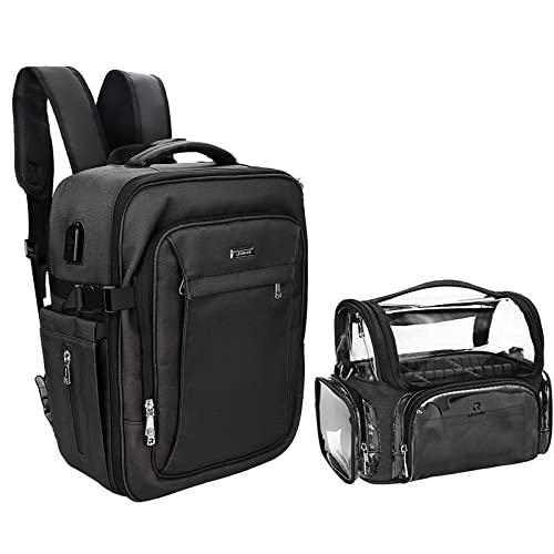 Relavel Professional Makeup Bag Makeup Backpack and Cosmetic Bag, Durable Waterproof Material with Shoulder Straps and Adjustable Dividers, Professional Makeup Artist Organizer