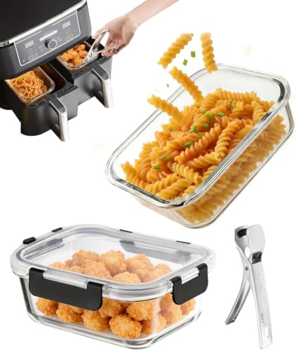 MOWETOO Glas-Auflaufformen für die Heißluftfritteuse im 2er-Set