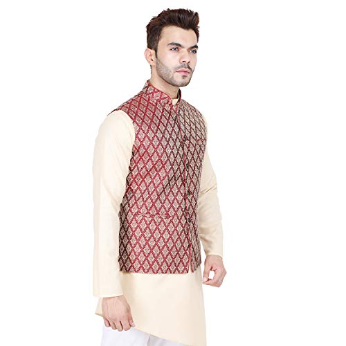 Image of Badoliya & Sons Men's Brocade Zari Nehru Jacket /Waist Coat