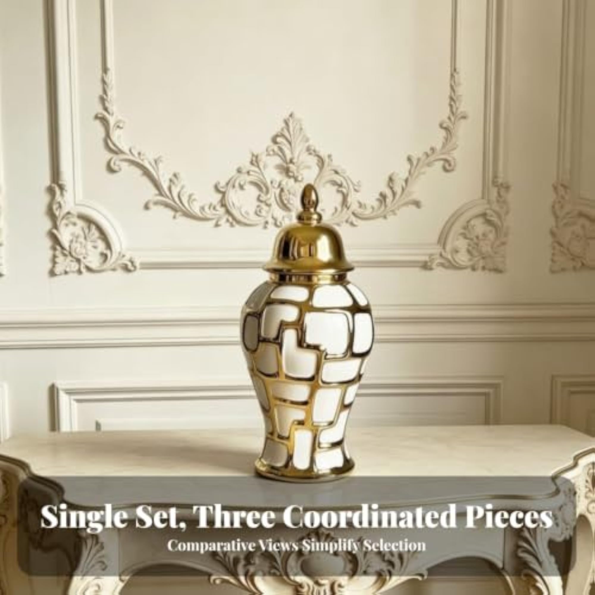 Mosaic-Pattern Ceramic Jar with Lid for Home Decor