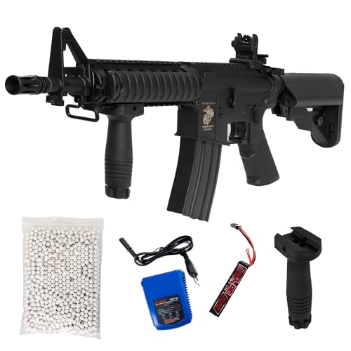D-BOY M4 Softair Elettrico Bundle Completo | Replica Fucile M4 ABS 0.9Joule 6mm | Kit con Batteria LiPo, Caricabatterie, Impugnatura Tattica e 1000 Pallini
