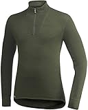 Merinowolle Woolpower Damen Herren Funktionsshirt Zip Turtleneck 400 Long Sleeve, Größe:S, Farbe:Pine Green
