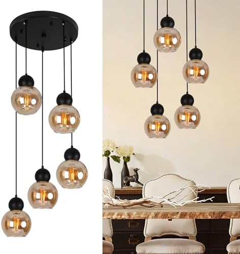 5-Light Chandelier Cluster Pendant Lights, Mid Century Modern Cha...