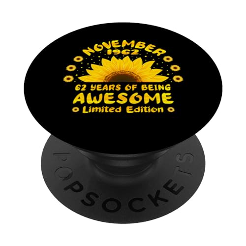 62 Cumpleaños 62 Años Amante del Girasol Nacido en noviembre 1962 PopSockets PopGrip Intercambiable