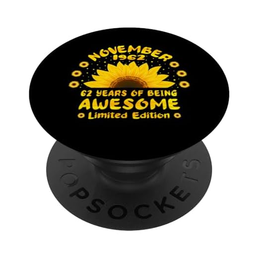 62 Cumpleaños 62 Años Amante del Girasol Nacido en noviembre 1962 PopSockets PopGrip Intercambiable