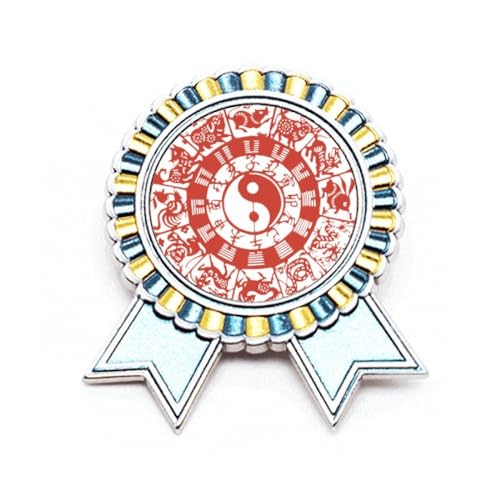 Broche Taiji Yin-Yang du zodiaque chinois en métal taille M pour veste