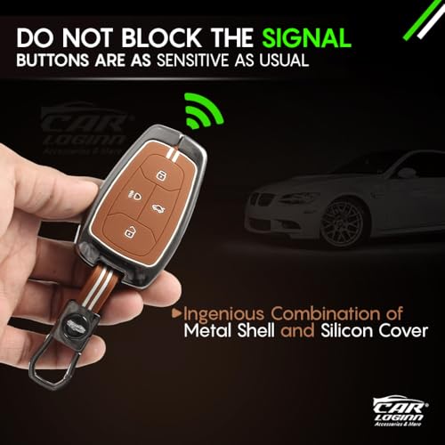 Image of Metal Keycover for Punch, Harrier, Altroz, Nexon, New Safari, Bolt, Tiago, Tigor - 4 Button Smart Key (Metal Brown)