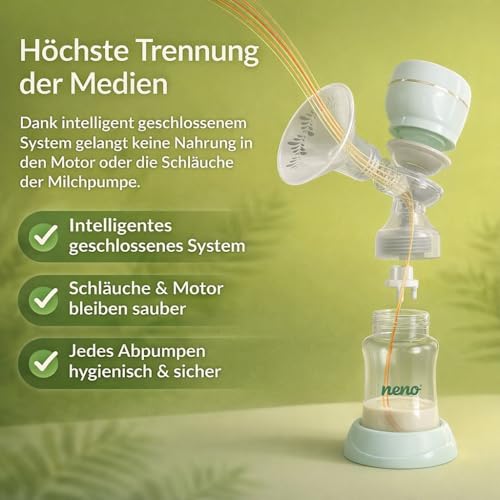 Neno Uno Milchpumpe Elektrisch Tragbare – Milch Pumpe Kabellos – Muttermilch Abpumpen mit Elektrischer Brustpumpe – mit 2 Milchbeuteln & Sauger – 6 Modi & 9 Stufen – BPA-frei – LED-Anzeige