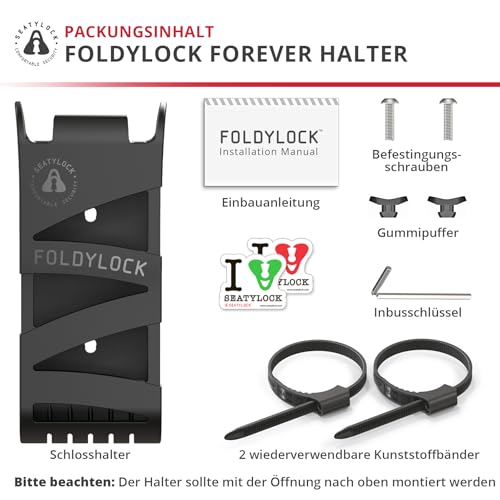 FoldyLock Forever Fahrradschloss-Halterung – ultraleichte Halterung für FoldyLock Forever Klappschloss – tragbares, sicheres Fahrradbefestigungszubehör