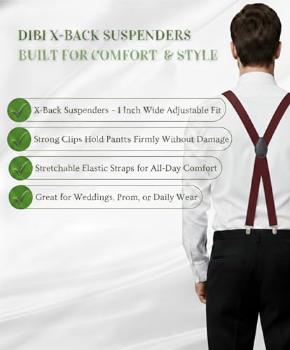 Image of Dibi Suspenders for Men - Adjustable X back Suspender with 4 Strong Clips