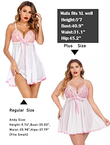 Avidlove Women's Lingerie Lace Babydoll Strap Chemise Mesh Sleepwear Outfits