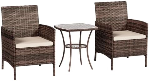 Balkonmöbel-Set 3-tlg. Grau – Sitzgruppe Für 2 Personen Mit Tisch