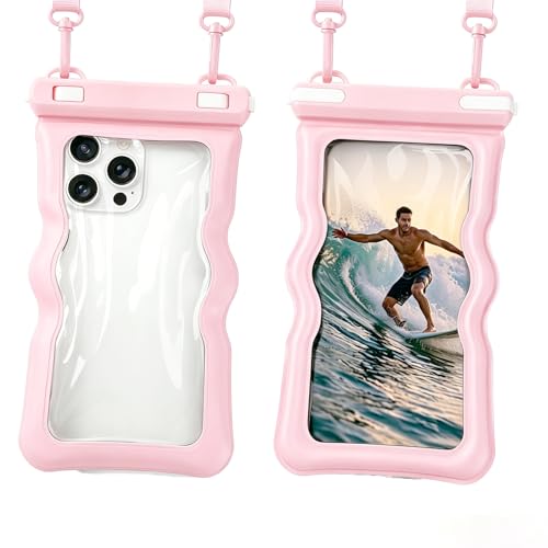 Coques de protection étanches IPX8 rose pour smartphone 7,5 pouces et natation lot de 2