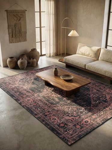 KADIMA DESIGN Teppich Flachgewebe Orient-Muster Traditionell Pflegeleicht Zeitlos Waschbar Strapazierfähig Robust Läufer Rot 80x250 cm Esszimmer Wohnzimmer Fußbodenheizung geeignet | PIZOL