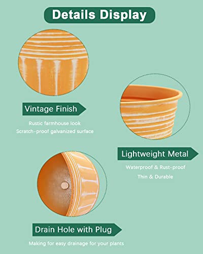 Vensovo 3 Inch Orange Metal Rustic Flower Pots - 9Pcs Small Galvanized Planters With Drainage Hole And Rubber Plug, Rustproof Metal Bucket Plant Pots Farmhouse Vintage Style For Decor #TOP2