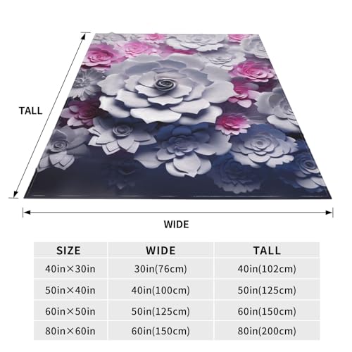 Couverture polaire douce contre le froid imprimé fleurs 3D - 6