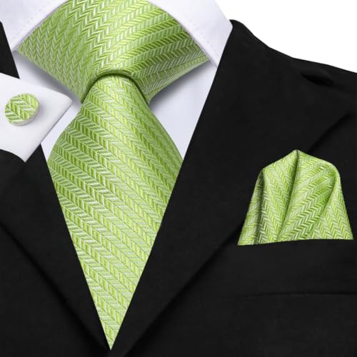 Image of Hi-Tie Men's Tie Sets Silk Paisley Striped Necktie Pocket Square Cuff-links Sets Wedding Business Holiday