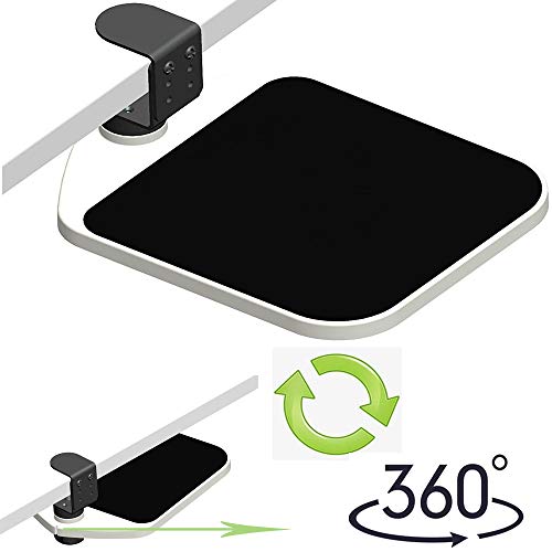 Fuzadel Mouse Platform Clamp On Under Desk Adjustable Mouse Tray Mount Swivel Mouse Tray Wrist Rest Rotating 360 Degree #TOP1