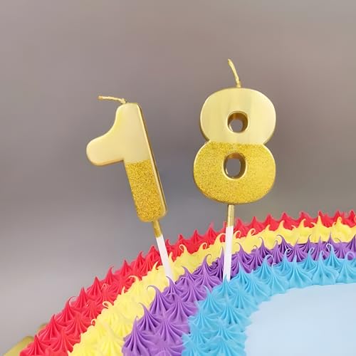 Image of Birthday Number Candles 4 for Kids Cake Topper Decoration Sparkle Gold Metallic Drip-Resistant Candles for Wedding Anniversary Graduation Retirement Four Year Celebration Size 5 x 3.5 cm