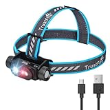 Trustfire ヘッドライト 充電式 LEDヘッドランプ 釣り 1350ルーメン H6R懐中電灯 強力 高輝度 超軽量 18650 バッテリー フラッシュライト CRI95高演色LED 180度角度調整 白光＆赤光/8つ点灯モード IPX6防水 登山/作業/災害/キャンプ アウトドア用