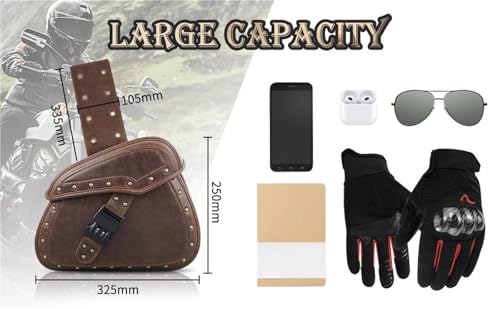 Alforjas Universales para Moto Davidson Fat Boy 114 2017-2024 en Cuero PU Marrón miniatura 4