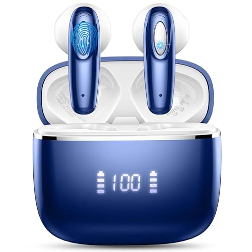 Auriculares Inalámbricos Bluetooth, Auriculares Bluetooth 5.3 HiFi Estéreo, 40H Cascos Inalambricos Bluetooth con ENC Reducción de Ruido, Pantalla LED, USB C, Control Táctil, IP7 Impermeable Audifonos