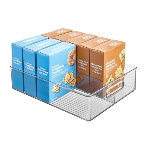 iDesign Divided Storage Bin with Handle for Pantry, Fridge, or Freezer, Clear, Made in USA