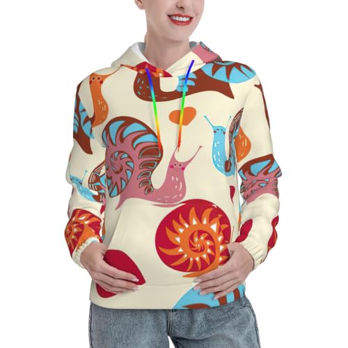Sweat à capuche imprimé escargot pour femme EdWal - Pull ajusté quotidien avec poche kangourou