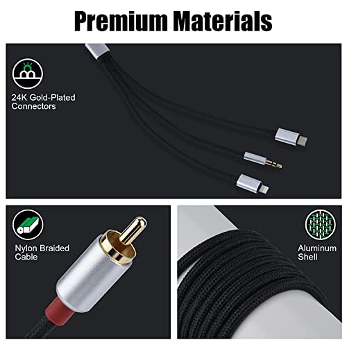 Enbiawit Lightning To Rca Cable Audio Aux Adapter,3 In 1 6.6Ft/2M Audio Cable,Rca To 3.5Mm Cable,Usb C To 2 Rca Audio Cable,For Power Amplifier, Car, Home Theater, Speaker And More #TOP5