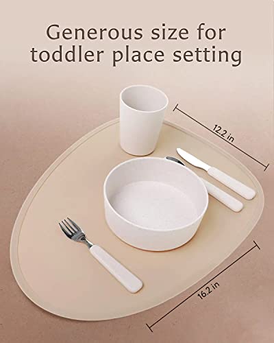 Willow + Sim Silicone Placemat For Kids - Travel Placemats For Toddlers, Non Slip Silicon Mat For Baby Eating, Best Kids Placemats For Dining Table Spills & Mess, Round, Nonslip, Safe & Easy To Clean #TOP2
