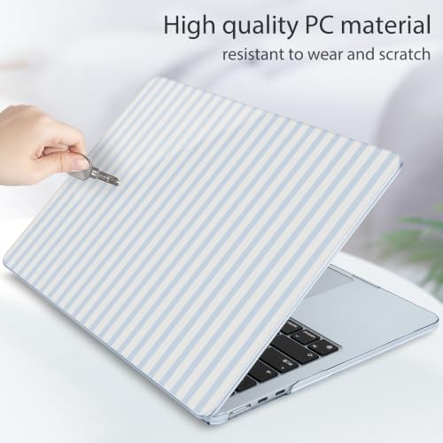 Image of Tuiklol for MacBook Air 13 inch Case M5 2026 M4 2025 M3 2024 M2 2022 Model | Number A3449 / A3240 / A3113 / A2681, Plastic Hard Shell Cover for MacBook Air 13.6 with Touch ID, Striped-Blue