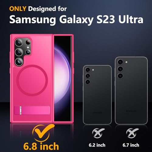 Image of SPIDERCASE Magnetic for Samsung Galaxy S23 Ultra Case, [3 Stand Ways][ Military Grade Drop Protection] with Invisible Stand Shockproof Slim Case for Samsung S23 Ultra 6.8 inch, Rose Red
