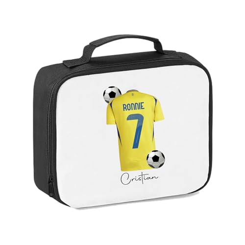 Pickhut Personalised Football Team Shirt & Jersey Kit Lunch Bag Back to School Gift for Kids, Customised with Name/Number/Text Boys Lunch Box (D26)
