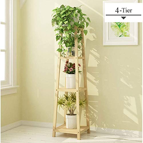 Madcg 4-Tier Tall Plant Stands Indoor Outdoor Bamboo Plant Stand Shelves For Home, Office, Kitchen, Garden Plant Stands Shelves