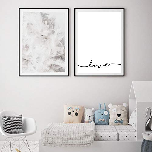 Art mural citations amour et rêve affiche nordique plume 50x70cm lot de 2 toiles sans cadre