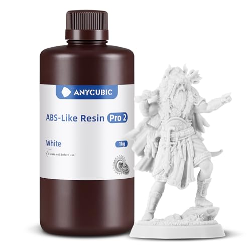 Image of ANYCUBIC 3D Printer Resin, ABS-Like Resin Pro 2 with Enhanced Strength and Toughness, Performance far Superior to ABS-Like Resin, Low Odor, Wide Compatible for All Resin 3D Printers (White, 1kg)
