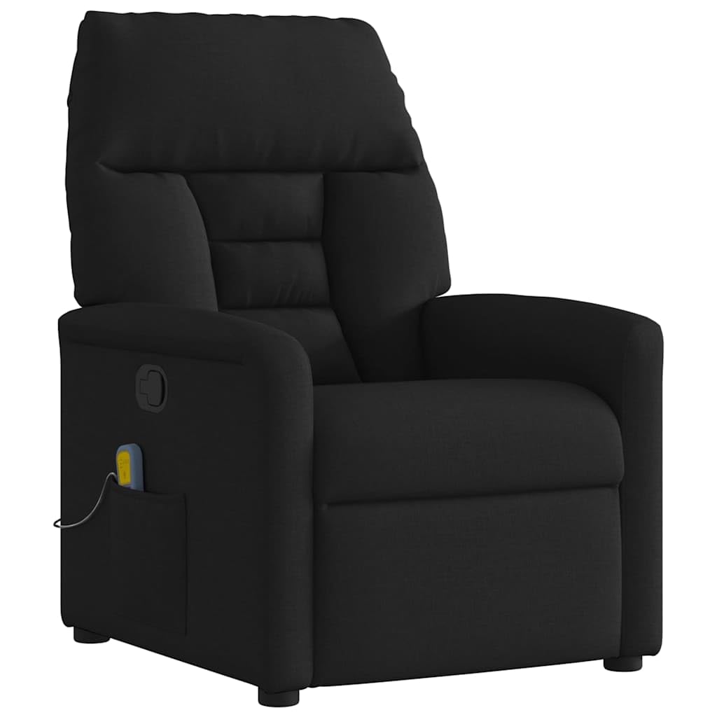 Sillón de masaje de relax, color negro, 72 x 90 x 99 cm, tejido de mezcla de poliéster, función reclinable, 135°, masaje vibratorio, 6 puntos, estructura robusta para salón, oficina