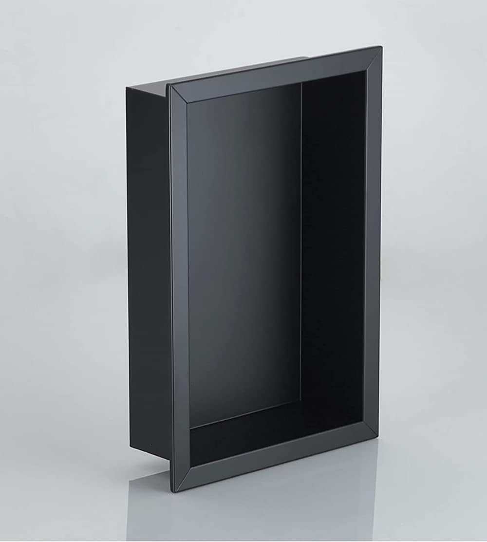 Duschnische, 304 Schwarz Edelstahl Einbaudusche Caddies Regal Organizer Für Badeshampoo Toilettenartikel Aufbewahrung, Black, 20x18x8cm