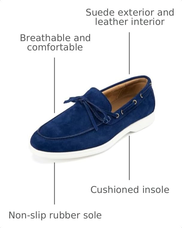 Image of Meijiana Men's Genuine Leather Loafers Slip-On Moccasins Suede Dress Shoes, Lightweight and Breathable with Rubber Sole Stylish Mens Loafers