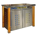 Garlivo Mülltonnenbox 2er Austin - T-Design, 2X 240l Fassungsvermögen, Pultdach, Lärche-Holzpfosten, Mülltonnenverkleidung, Metall Mülltonnenboxen by ReinkeDesign