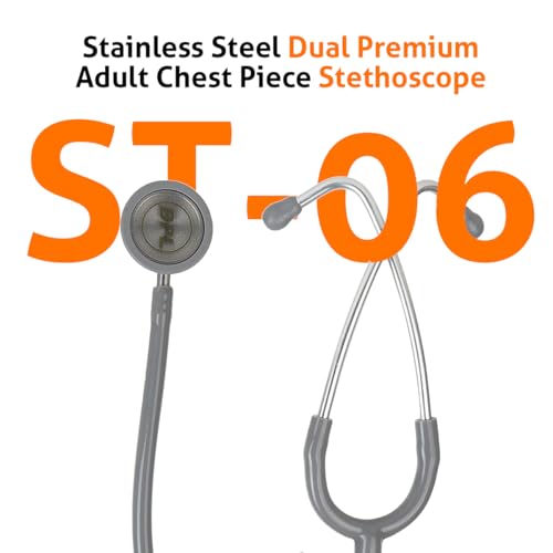 Image of BPL Medical Technologies ST-06 Stainless Steel Dual Premium Adult Chest Piece Stethoscope|High Acoustic Level, Versatile Chestpiece for Adult & Pediatric Use|Medical Instrument for Auscultation - Grey
