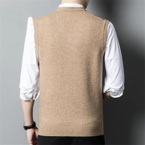 Men's Casual Wool V-Neck Sleeveless Sweater Vest Spring Daily Basic Warm Pullover2