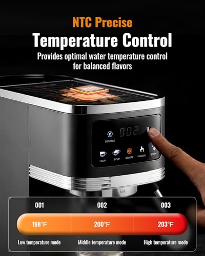 Image of SHARDOR Espresso Machine 20 Bar, Professional Espresso Machine with Milk Frother and Touchscreen, Expresso Coffee Machines with Adjustable Temperature,for Cappuccino, Latte, Stainless Steel, Black