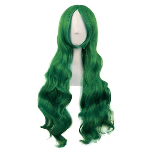 Image of MapofBeauty 32 Inch /80 cm Long Hair Spiral Side Bangs Curly Cosplay Costume Synthetic Wig (Grass Green)