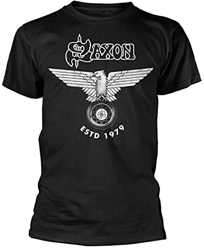 maoci Men's Saxon Estd 1979 T-Shirt Black M