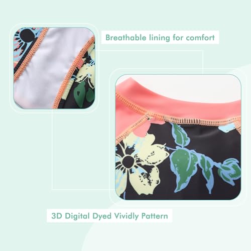 Image of Girls One Piece Swimsuits Short Sleeve Rash Guard for Girl Hawaiian Bathing Suit with Sun Protection Beachwear