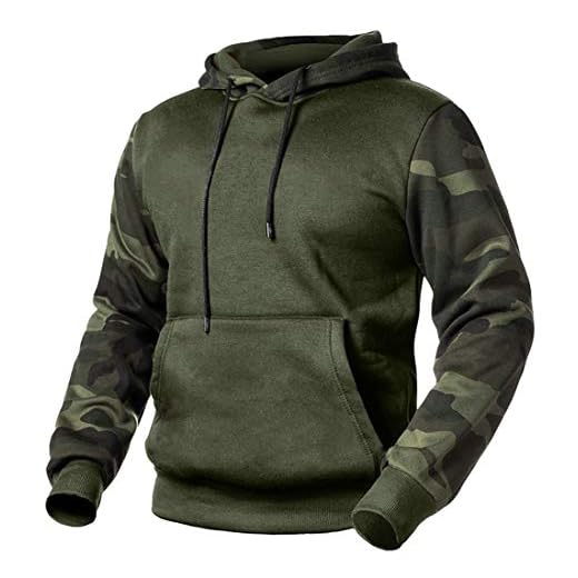 MANLUODANNI Sweat à capuche pour homme - Camouflage - Patchwork - Avec poche kanga - Vert militaire - XL