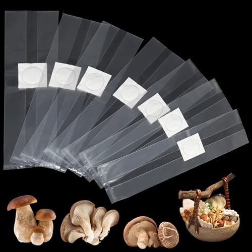 SWAWIS Lot de 50 sacs de culture de champignons - 18 x 35 cm - Avec filtre - Sac de culture de champignons - Sac de culture de champignons - Résistant à la déchirure et solide - Accessoire de culture