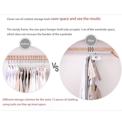 3-Pack 5-in-1 Space Saving Blouse Hangers - Non-Slip Padded Swing Arm Coat Hangers, Heavy Duty Stainless Steel for Shirts & Sweaters (White) by SMYAXUNW - Used condition - Image 4