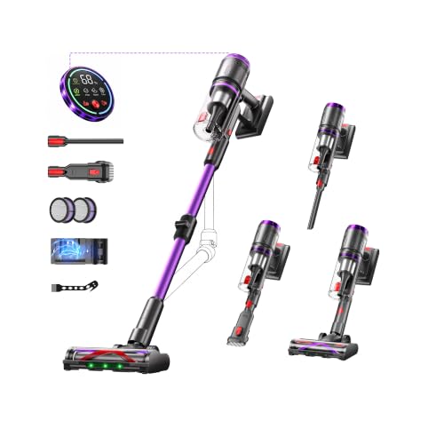 600W/58KPA Aspirateur Balai sans Fil 75min,pour Sols Durs/Animaux/Voiture